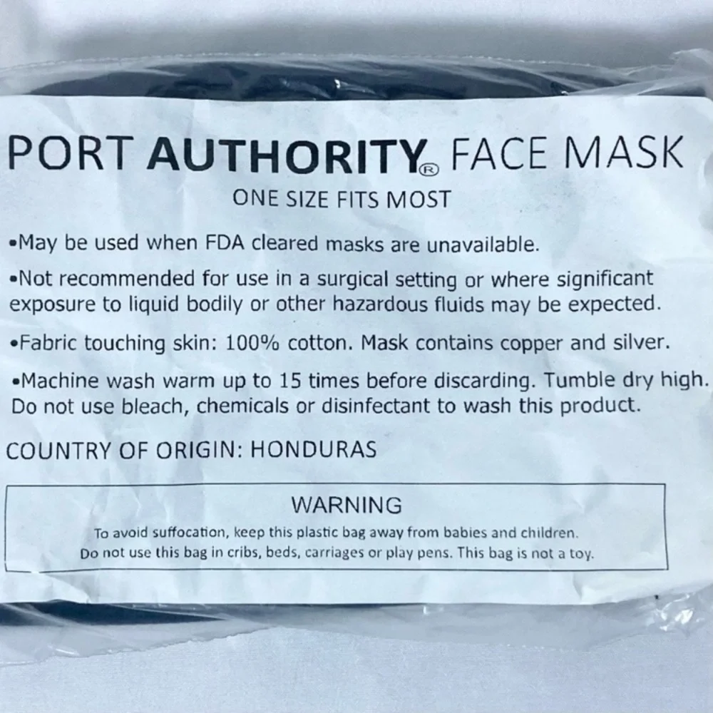 ⭐️ Port Authority Dark Blue Reusable Cotton Face Masks 5 Pack